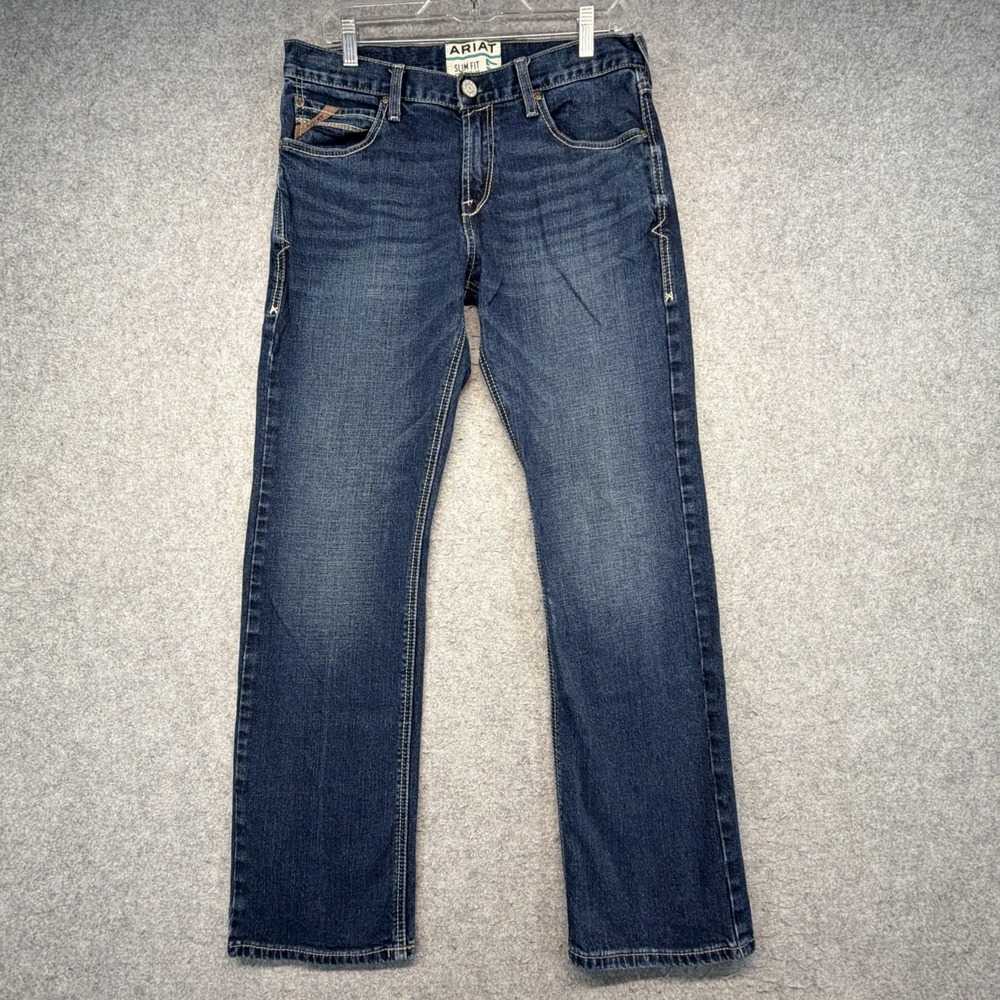 Ariat M7 Slim Fit Straight Leg Men's 33x32 (Fits 32x31) Blue Jeans